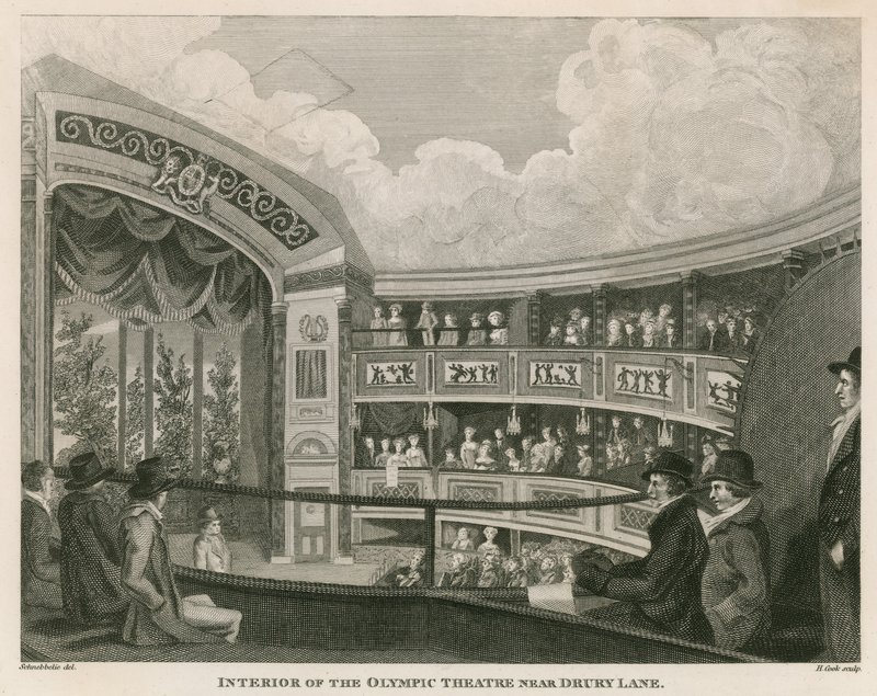 Innenraum des Royal Olympic Theatre, Wych Street, nahe Drury Lane, London von English School