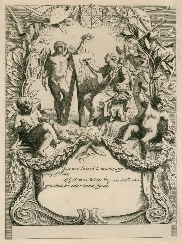 Einladung der Society of Painters an den Maler Stayners Hall von English School