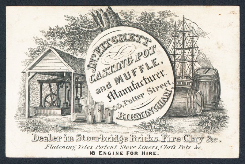J N Fitchett, Hersteller von Gusstöpfen und Muffeln, Visitenkarte von English School