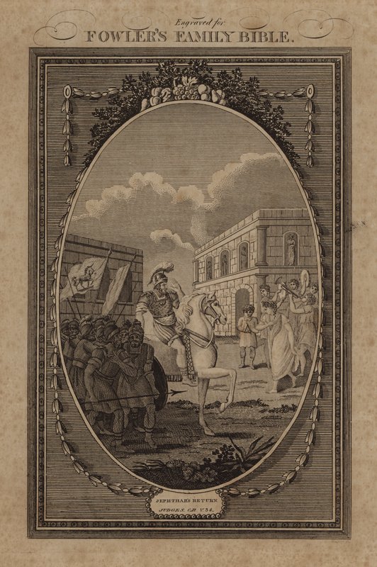 Jeftahs Rückkehr, Richter, Kapitel 11, Vers 34 von English School