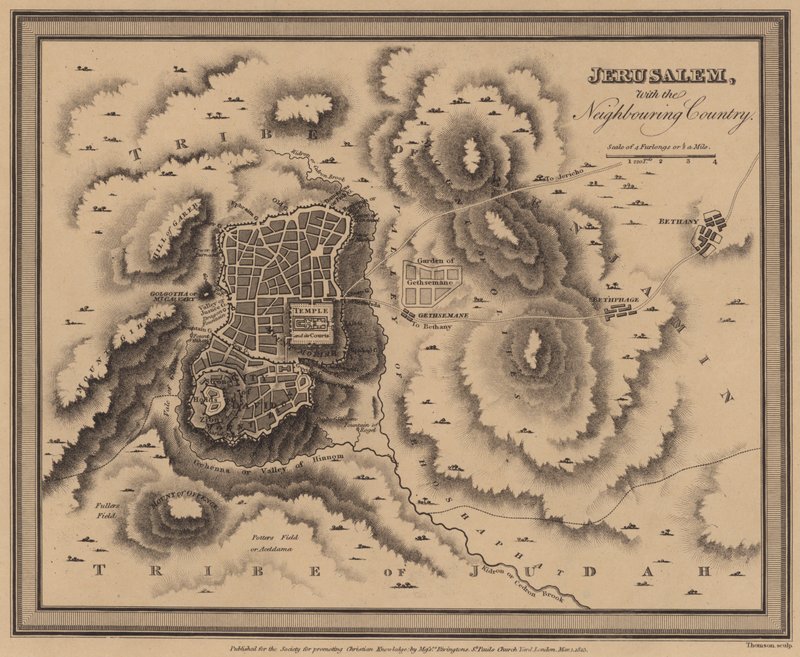 Jerusalem mit dem umliegenden Land (Gravur) von English School