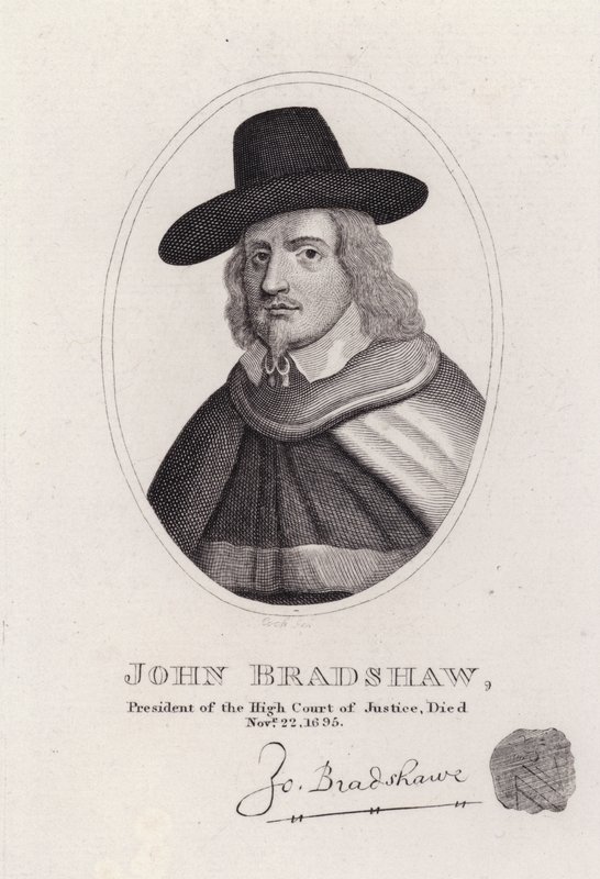 John Bradshaw, englischer Richter, der Präsident des Obersten Gerichtshofs für den Prozess gegen König Karl I. im Jahr 1649 war von English School