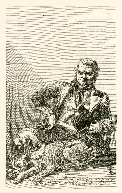 John MacNally, aus dem County Tyrone, mit seinen zwei Hunden Boxer und Rover von English School