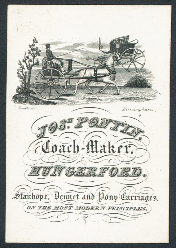 Josiah Pontin, Kutschenbauer, Visitenkarte von English School