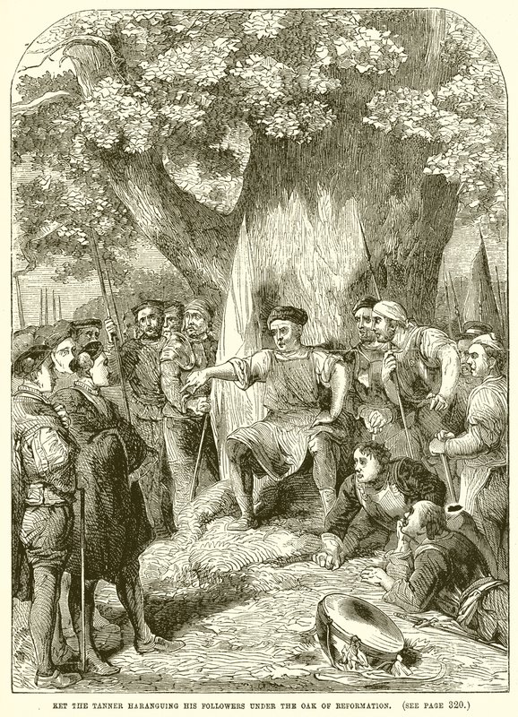 Ket der Gerber hält eine Ansprache an seine Anhänger unter der Eiche der Reformation von English School