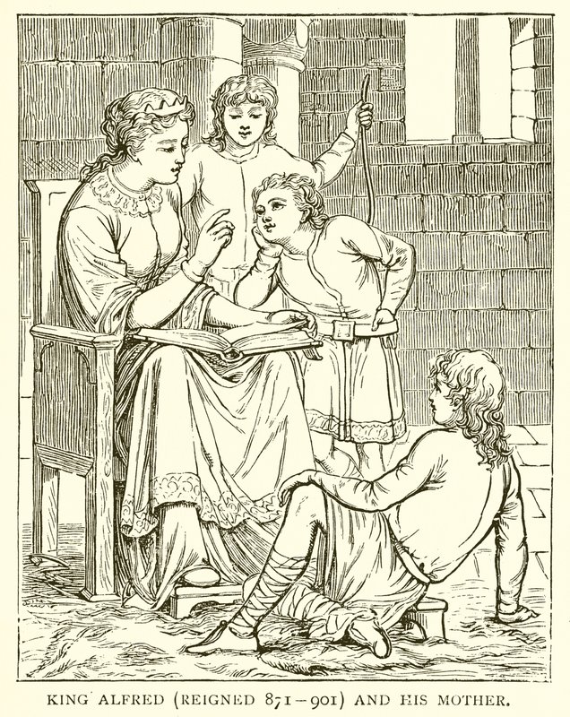König Alfred (regierte 871-901) und seine Mutter von English School