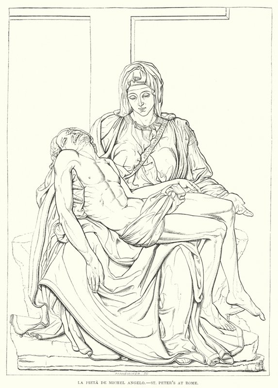 La Pieta von Michelangelo, St. Peter in Rom (Gravur) von English School