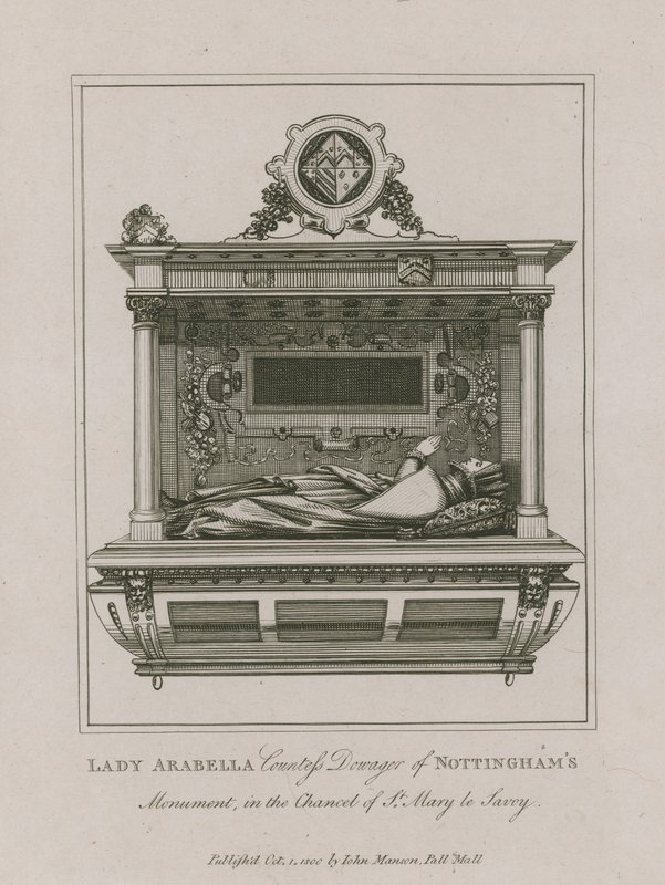 Lady Arabella, Gräfin Witwe von Nottingham, Denkmal in der Kapelle St. Mary le Savoy von English School