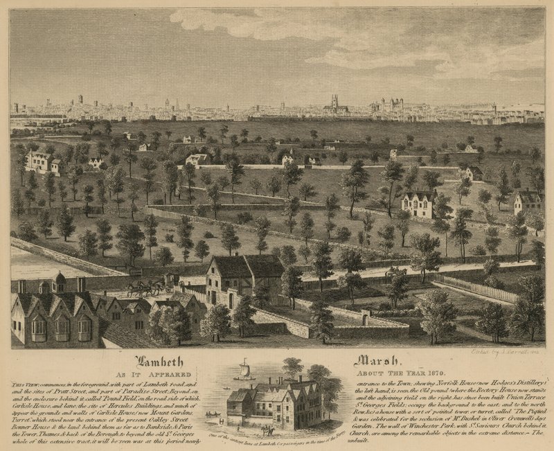 Lambeth Marsh, wie es um das Jahr 1670 aussah von English School