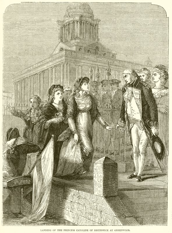 Ankunft der Prinzessin Carolina von Braunschweig in Greenwich von English School