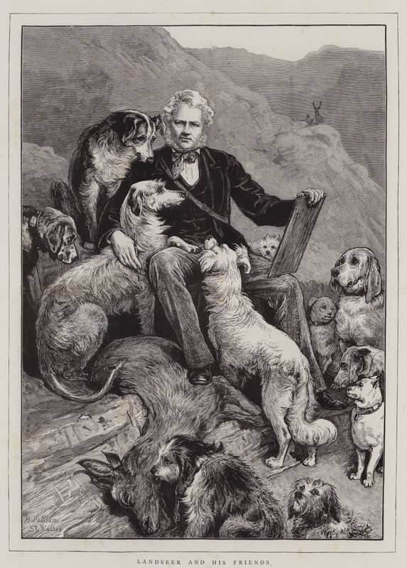Landseer und seine Freunde (Gravur) von English School