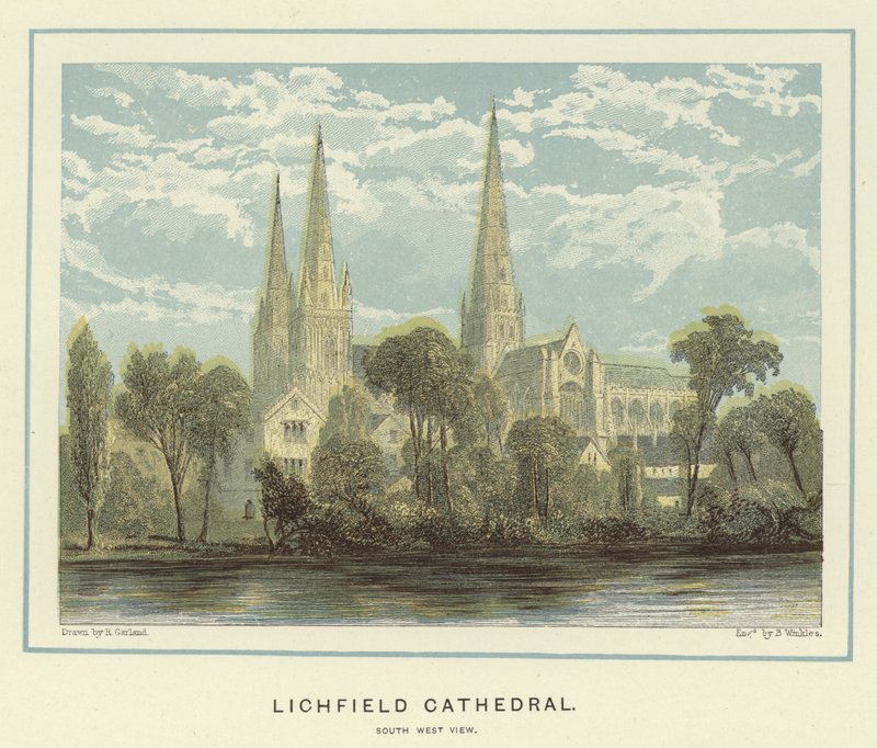 Lichfield Kathedrale, Südwestansicht von English School
