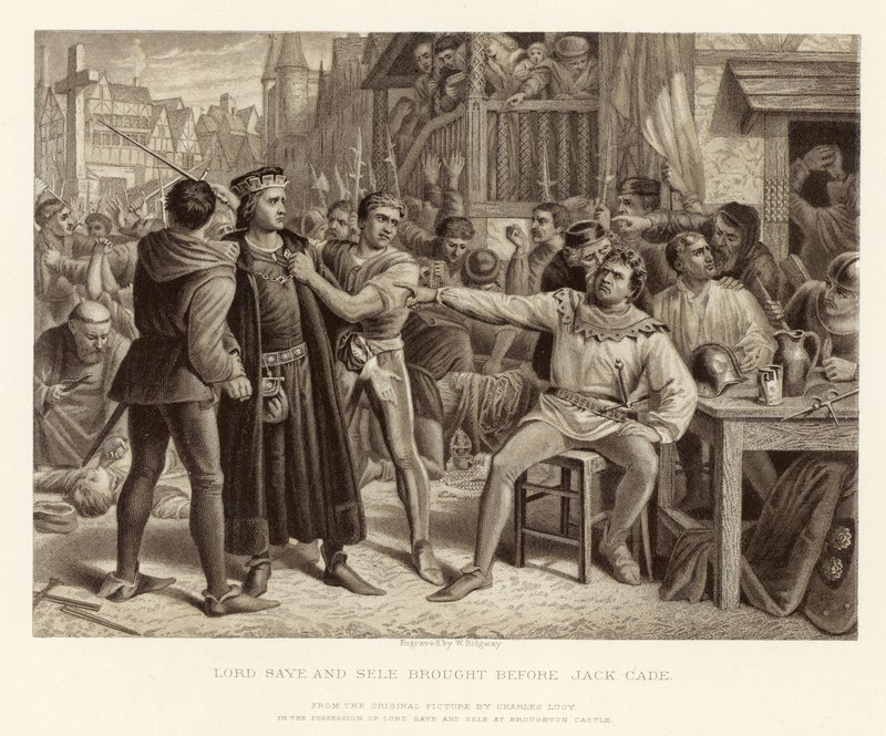 Lord Saye und Sele vor Jack Cade; nach einem Originalbild von Charles Lucy von English School
