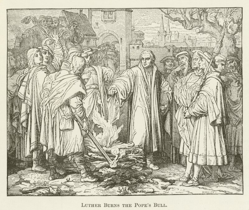 Luther verbrennt die päpstliche Bulle von English School