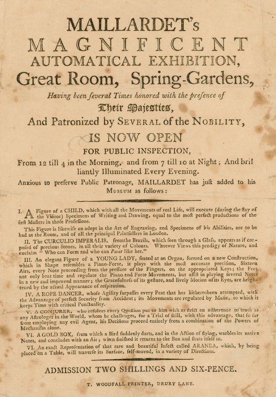 Maillardets prächtige automatische Ausstellung, Great Room, Spring Gardens, London von English School