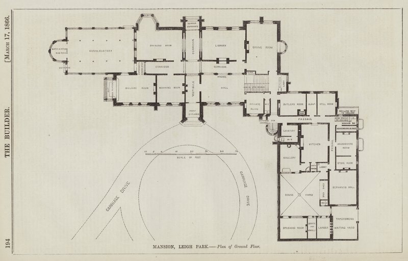Herrenhaus, Leigh Park, Grundriss des Erdgeschosses (Gravur) von English School