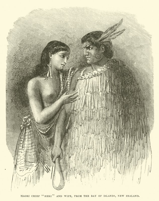 Maori-Häuptling Heki und Frau, aus der Bay of Islands, Neuseeland von English School