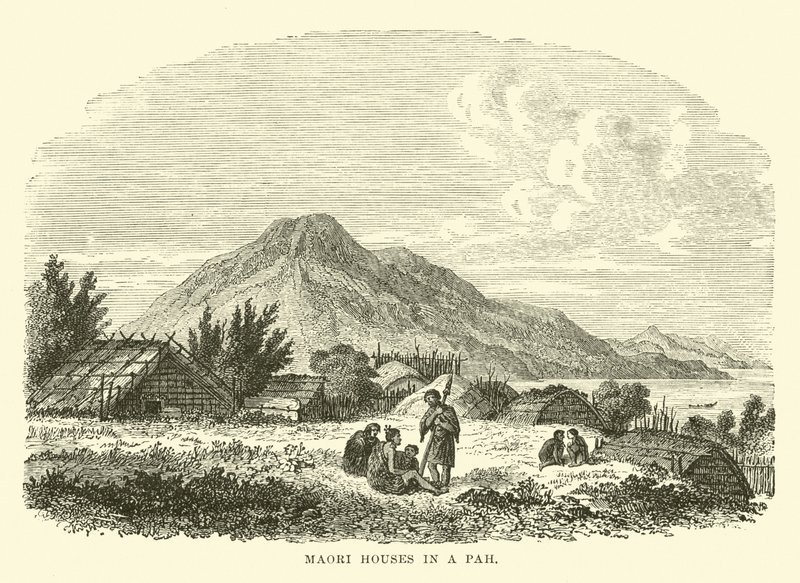 Maori-Häuser in einem Pah von English School