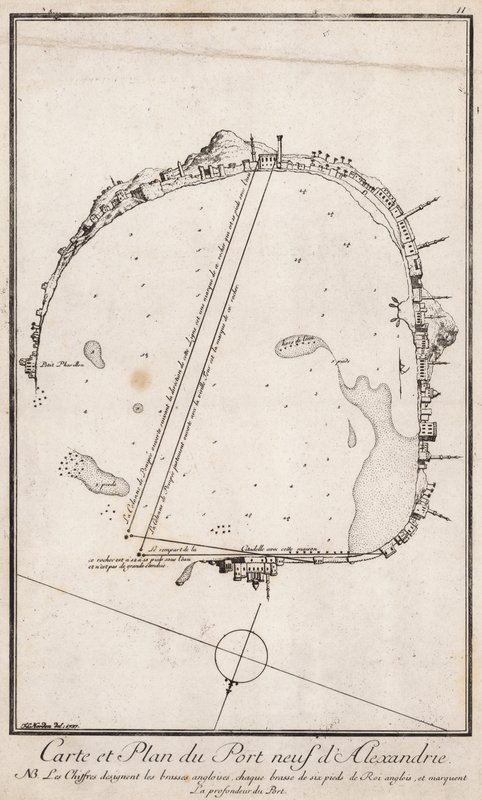 Karte und Plan des Hafens von Alexandre, Ägypten von English School