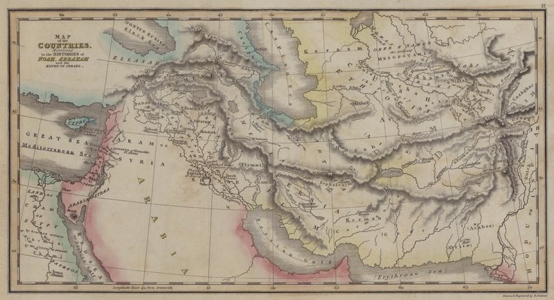 Karte der Länder, erwähnt in den Geschichten von Noah, Abraham und den Königen von Israel (Farbstich) von English School