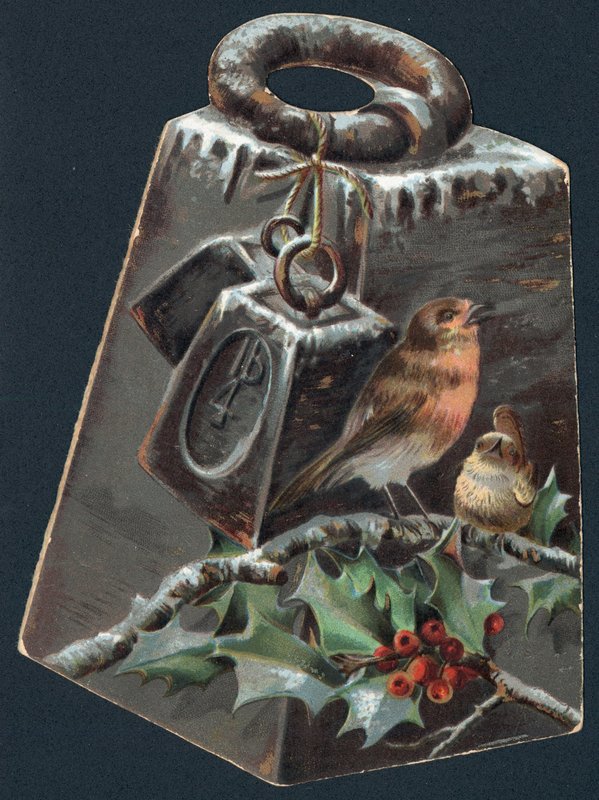 Gewichtsmessung und Rotkehlchen, Weihnachtskarte von English School