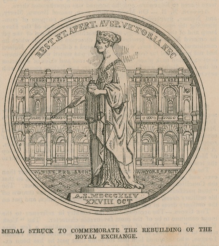 Medaille zur Erinnerung an den Wiederaufbau der Royal Exchange von English School