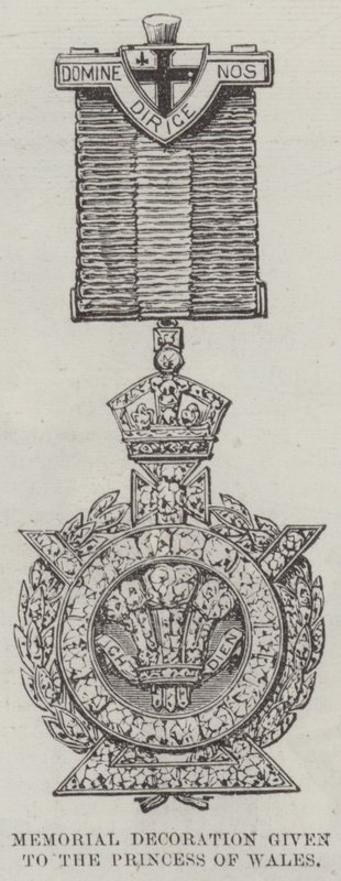 Gedenkdekoration, die der Prinzessin von Wales bei der Eröffnung der Tower Bridge überreicht wurde (Stich) von English School