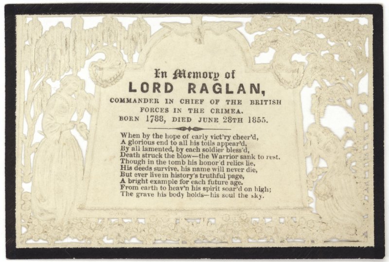 Gedenkkarte zum Andenken an Lord Raglan von English School