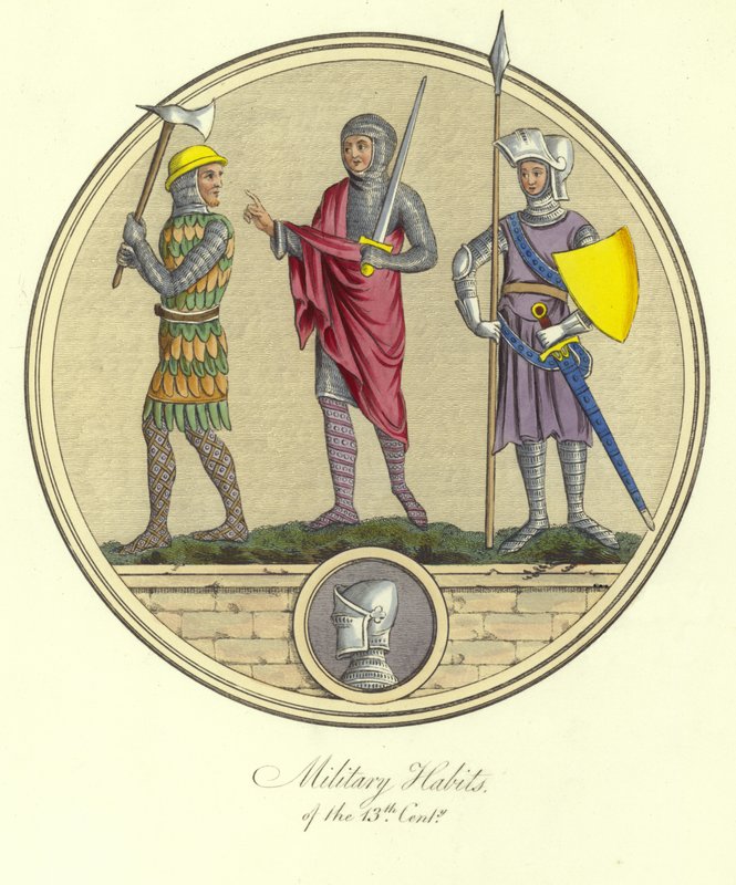 Militärische Gewänder des 13. Jahrhunderts von English School