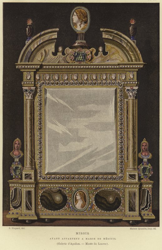 Spiegel, der Marie de Medici, Königin von Frankreich, gehörte von English School