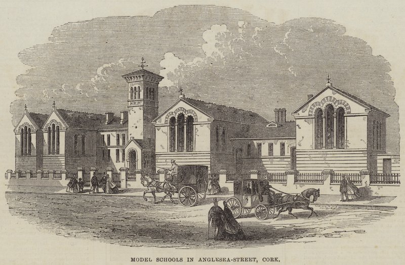 Modellschulen in der Anglesea-Straße, Cork (Stich) von English School