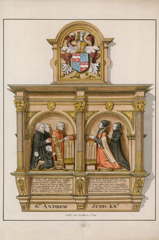 Denkmal für Sir Andrew Judd, Sheriff und Bürgermeister, in St. Helens Bishopsgate, London von English School
