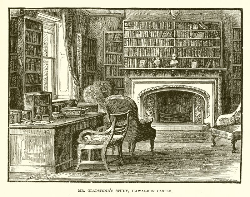 Mr. Gladstones Arbeitszimmer, Hawarden Castle von English School