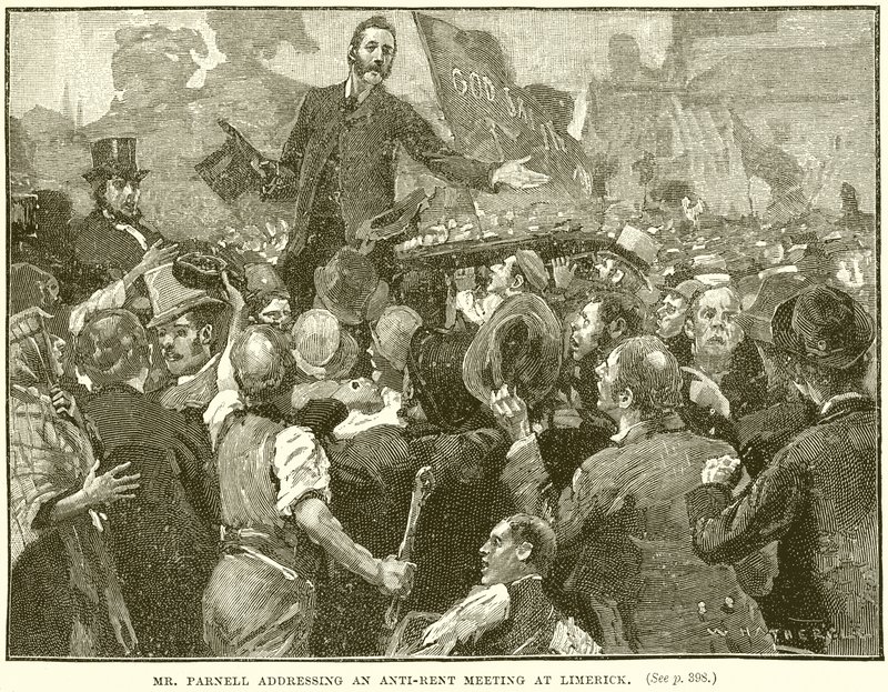 Mr. Parnell spricht bei einem Anti-Miet-Treffen in Limerick von English School