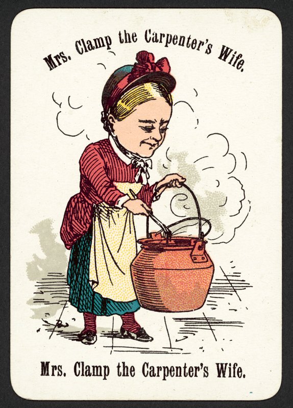 Mrs. Clamp Die Frau des Zimmermanns (Farblithografie) von English School