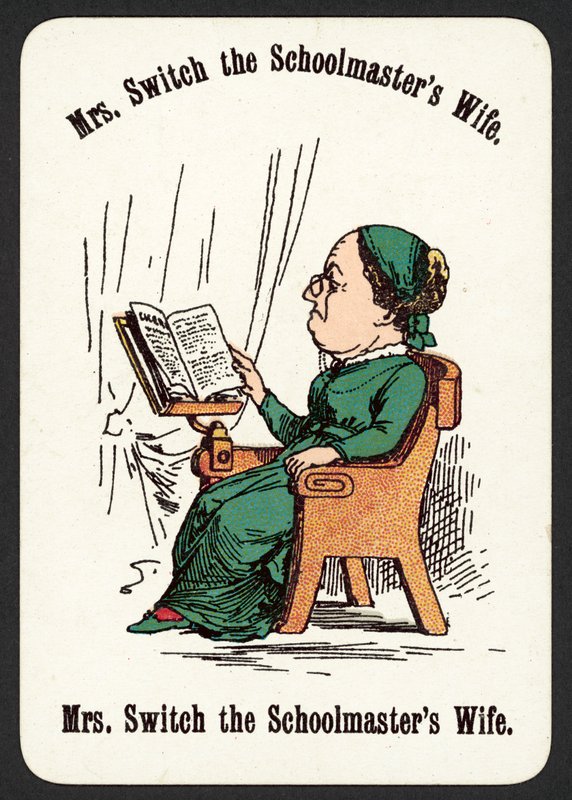 Mrs. Switch Die Frau des Schulmeisters (Farblithografie) von English School