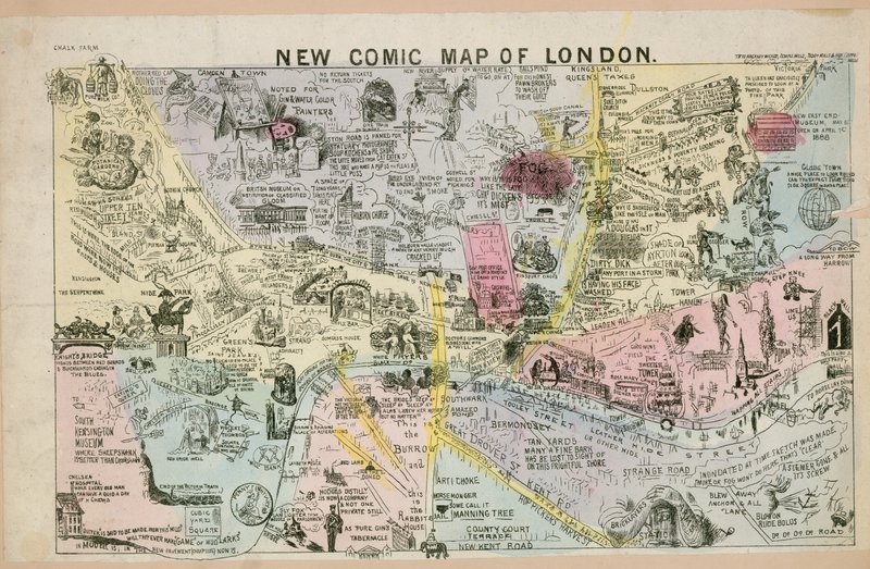 Neue Comic-Karte von London von English School