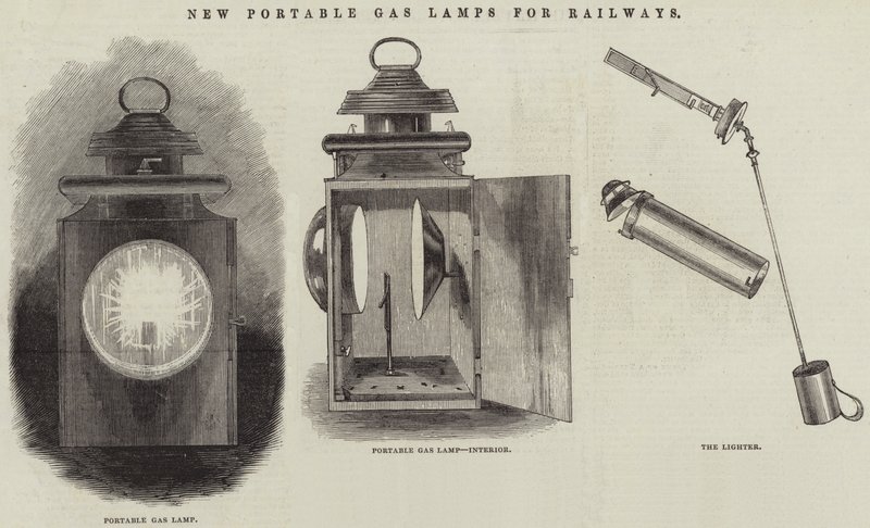 Neue tragbare Gaslampen für Eisenbahnen von English School
