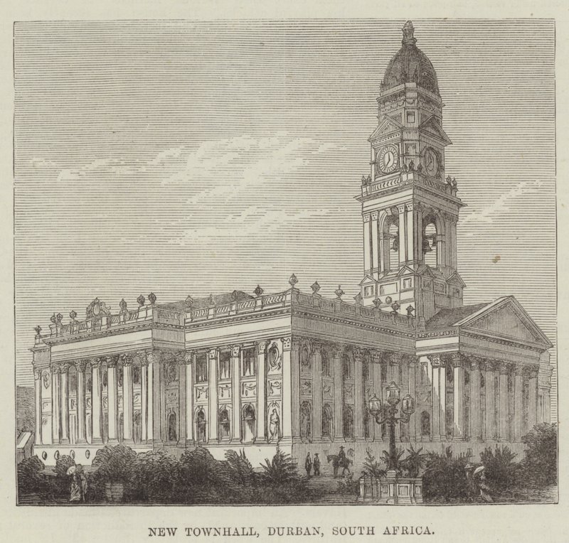 Neues Rathaus, Durban, Südafrika (Stich) von English School