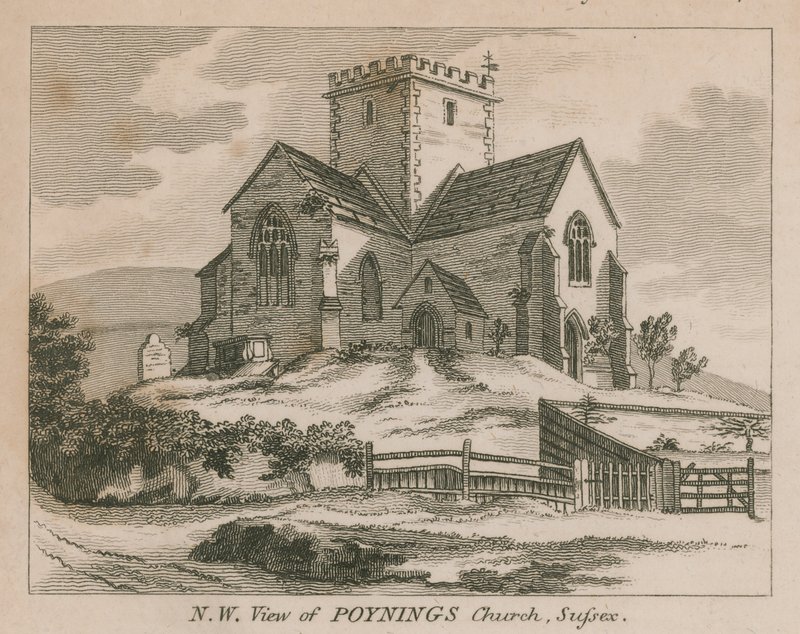Nordwestansicht der Kirche von Poynings in Poynings von English School
