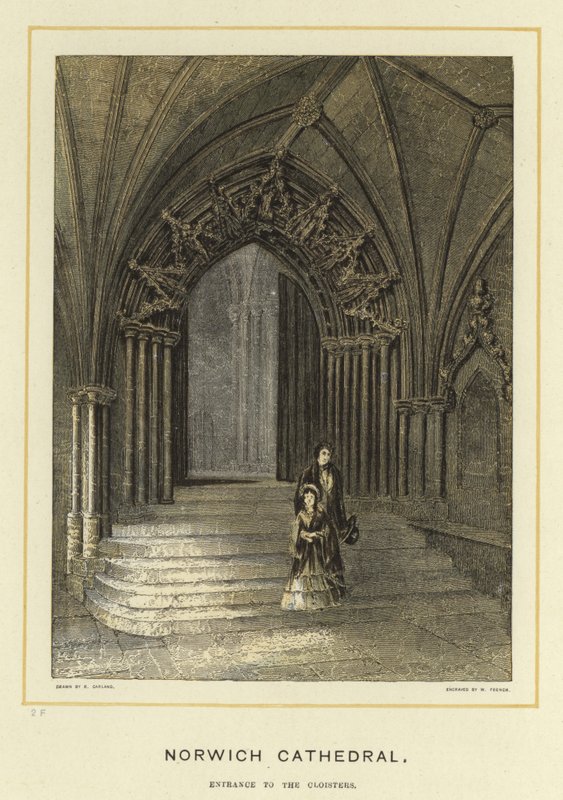 Norwich Kathedrale, Eingang zu den Kreuzgängen von English School