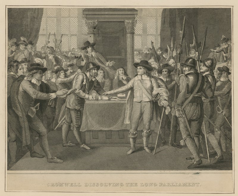 Oliver Cromwell löst das Lange Parlament auf von English School