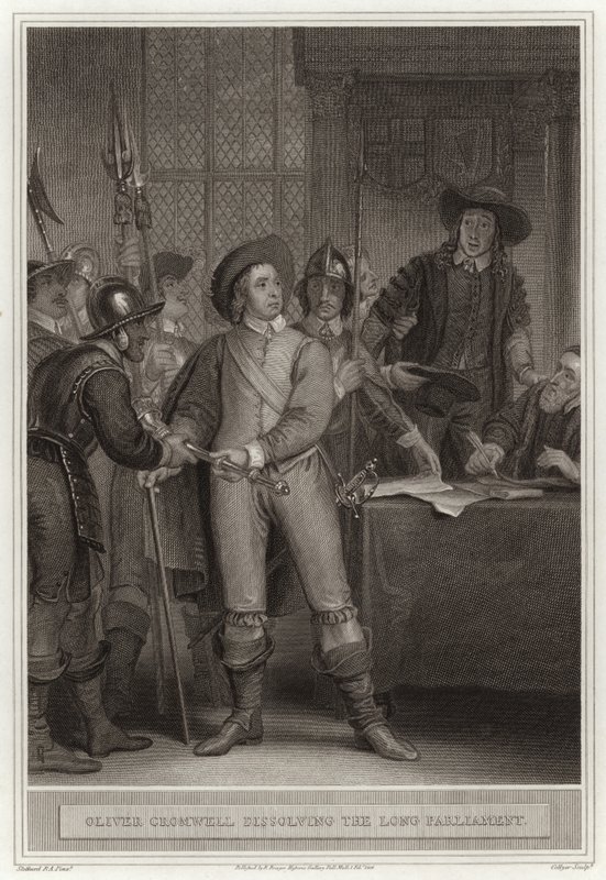 Oliver Cromwell löst das Lange Parlament auf von English School