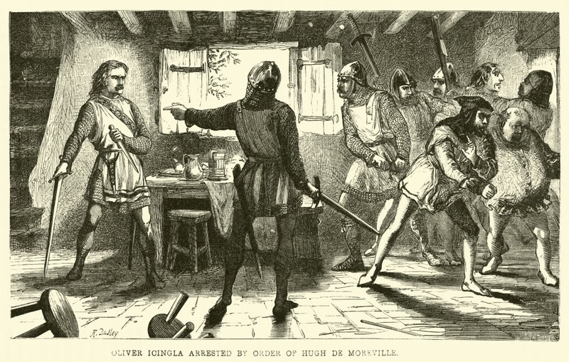 Oliver Icingla verhaftet auf Befehl von Hugh de Moreville von English School