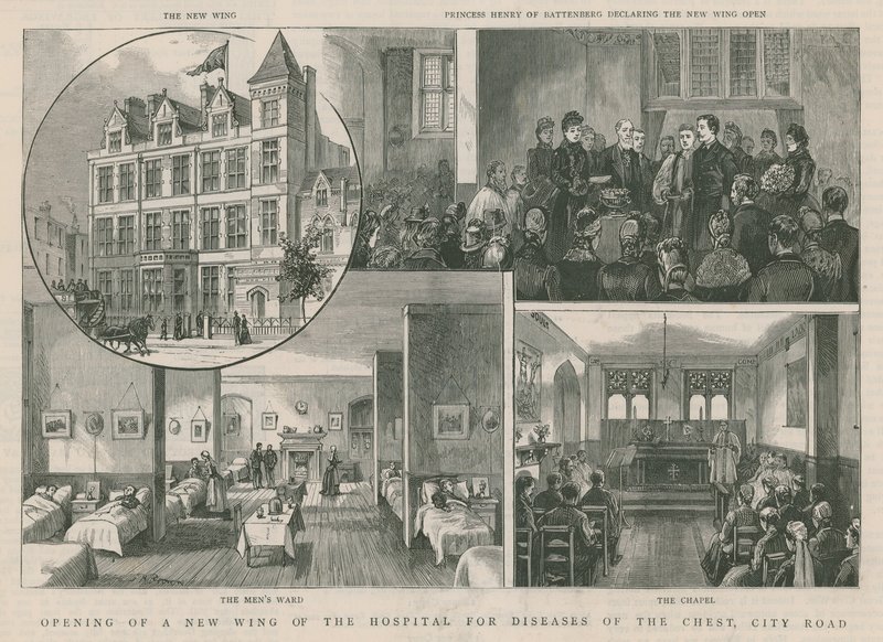 Eröffnung eines neuen Flügels des Krankenhauses für Brustkrankheiten, City Road, London von English School