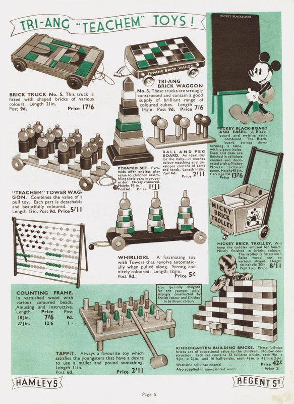 Seite aus dem Hamleys Spielzeugladen-Katalog von English School