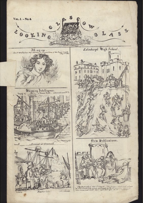 Seite aus einem Flugblatt über die Glasgow Fair, veröffentlicht am 23. Juli 1835 von English School