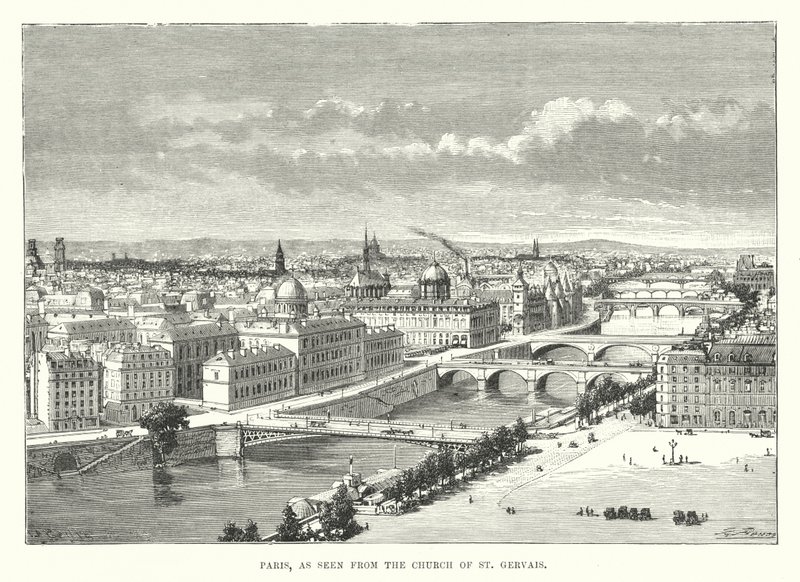 Paris, gesehen von der Kirche St. Gervais (Gravur) von English School