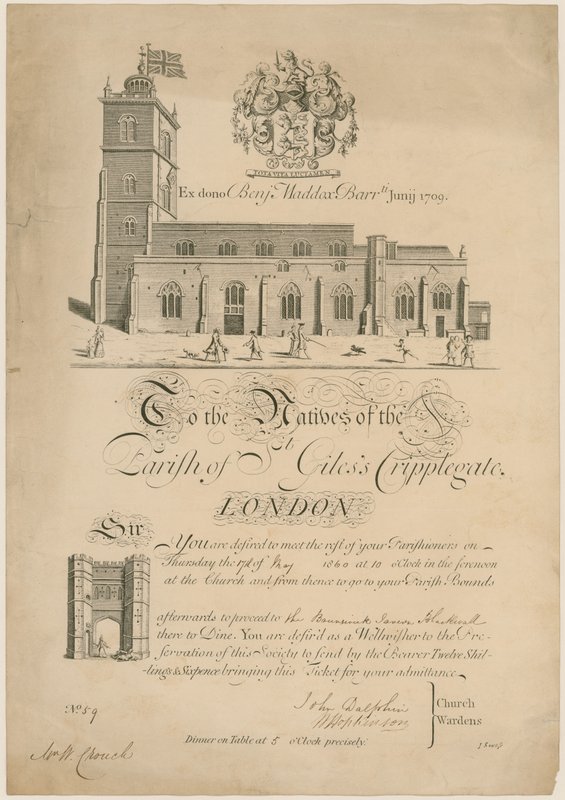 Pfarrei St. Giles Cripplegate, Grenzbegehung, Einladung, 1860 von English School