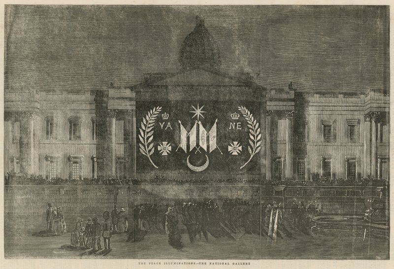 Friedensilluminationen schmücken die National Gallery von English School